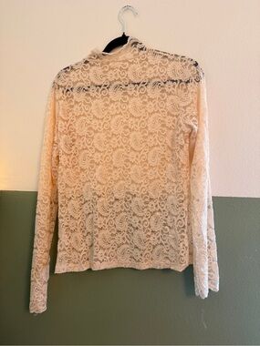 SHEIN Delicate Lace Long-Sleeve Top in Cream